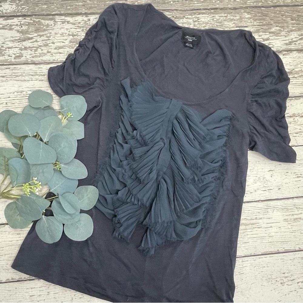 Anthropologie Deletta Ruffle Accent Short Sleeve Tee